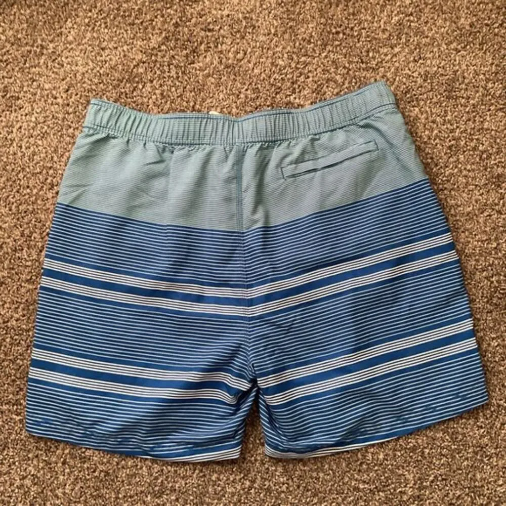 Men's Pull On Striped‎ Blue & White Swim Trunks/board Shorts Beach Vacation XXL
